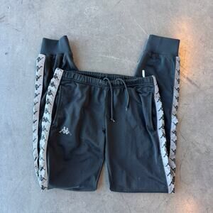 Vintage Y2K Kappa Baggy Black Sweatpants Black/White Track Pants S